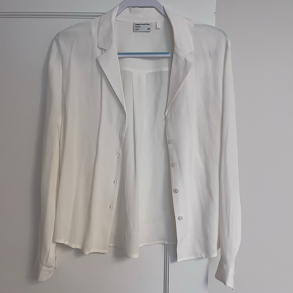 Frank and Oak Button Up Long Sleeve Shirt White Size S